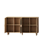 Elegant and Functional 4-Door Rattan Decorative Storage Cabinet for Bedroom, Living Room, Office in Natural Particle Board - Grand Goldman Shop