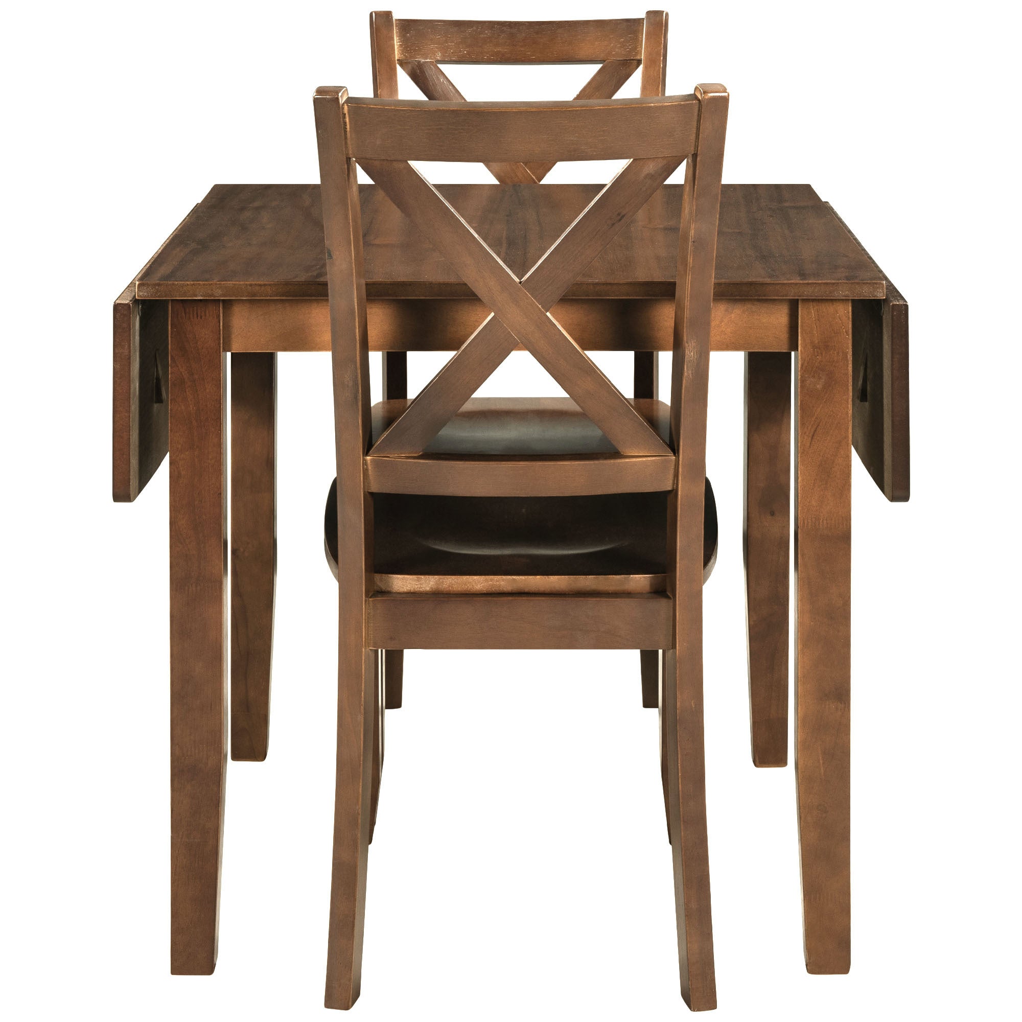 TOPMAX 3-Piece Wood Drop Leaf Breakfast Nook Dining Table Set with 2 X-back Chairs for Small Places, Walnut(old sku:SP0000164AAD) - Grand Goldman Shop