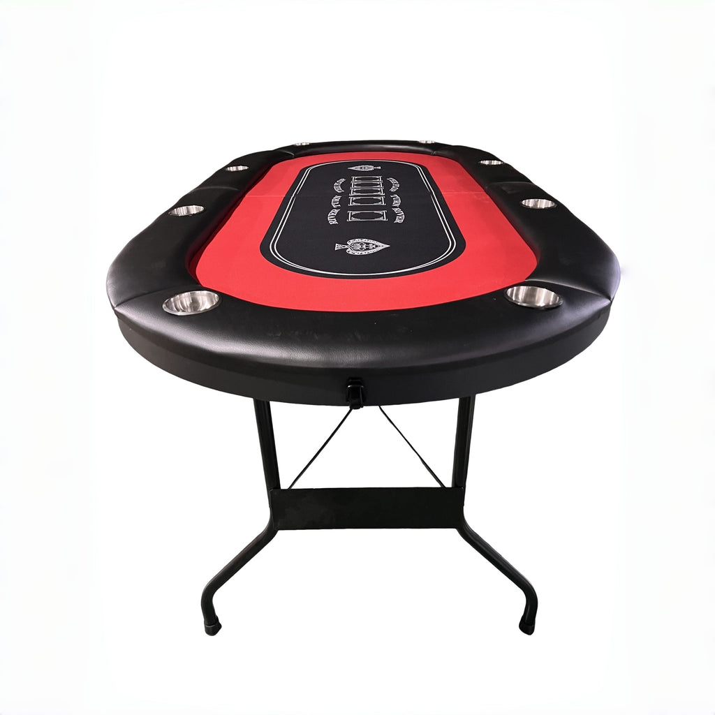 INO Design 71 inches Foldable Poker Table Portable for Casion Texas Hold'em Games with Red Felt | Premium Home Decor - Grand 