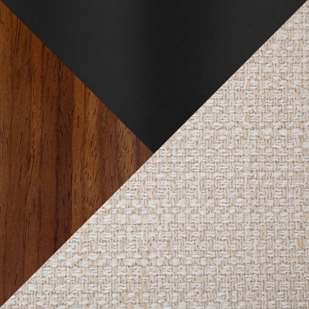 Contemporary Office Chair in Black Metal, Walnut Wood, and Cream Fabric - Grand Goldman