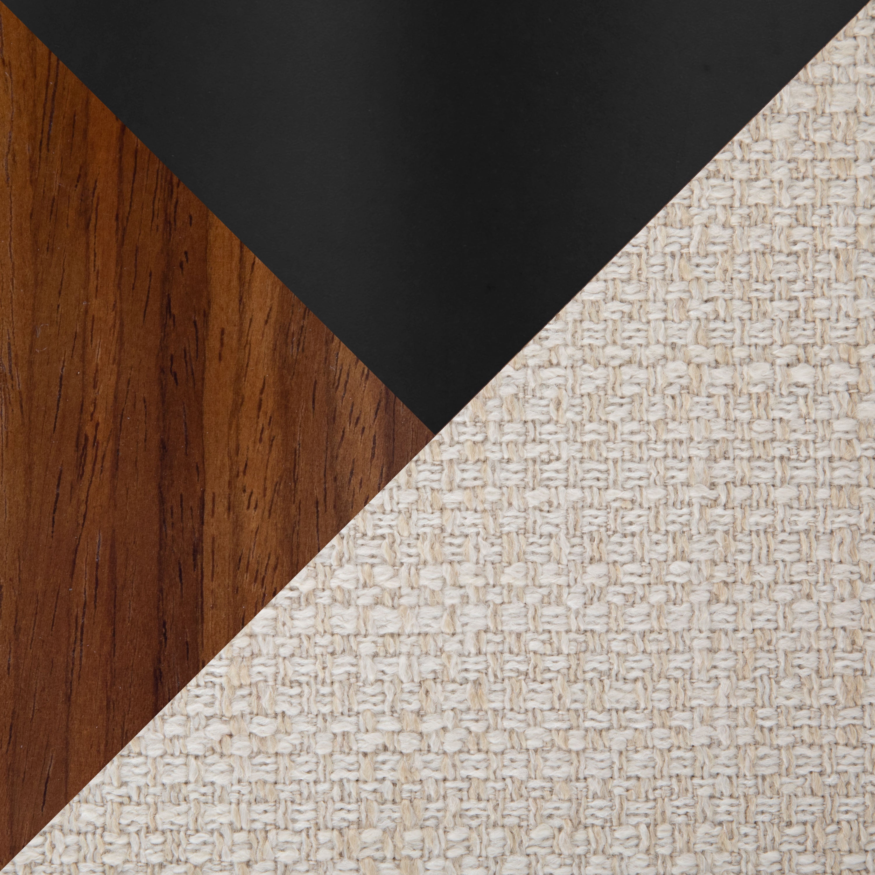 Contemporary Office Chair in Black Metal, Walnut Wood, and Cream Fabric - Grand Goldman