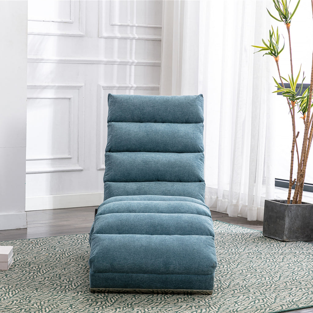 Ergonomic Linen Massage Chaise Lounge with Remote Control, 5 Modes, Blue, 21.65 x 58.27 x 34.25 inches - Grand Goldman Shop