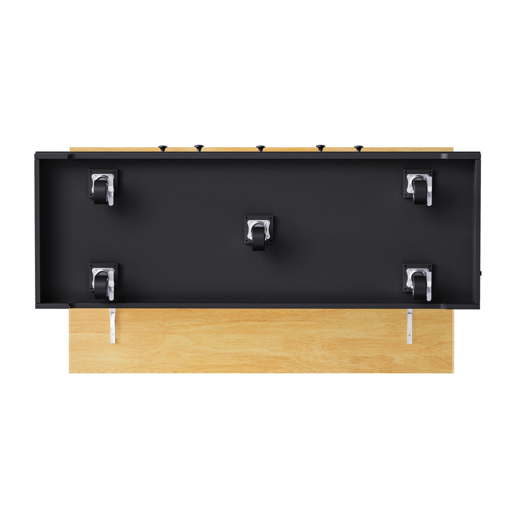 K&K 53inch Large Kitchen Island with 2 Bar Stools, Power Outlet,Door Internal Storage Rack, Kitchen Storage Cart on 5 Wheels with Drop Leaf, 5 Open Side Racks, 3 Drawers,Black (Three Packages) - Grand Goldman Shop