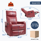 Red Faux Leather Heat Massage Manual Recliner Chair with Rocker and Swivel for Living Room - Grand Goldman Shop