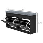 HOMCOM Modern Shoe Rack Bench for Entryway, Storage Organizer with Cushion, 2 Drawers, Adjustable Shelf, Holds 8 Pairs, Black - Grand Goldman Shop