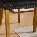 Mid-Century Modern Chairs with Lion Head Pull Ring,High-end Tufted Solid Wood Contemporary Velvet Upholstered Dining Chair with Golden Wooden Legs Nailhead Trim 2-Pcs Set,Black,SW1201BK - Grand Goldman Shop