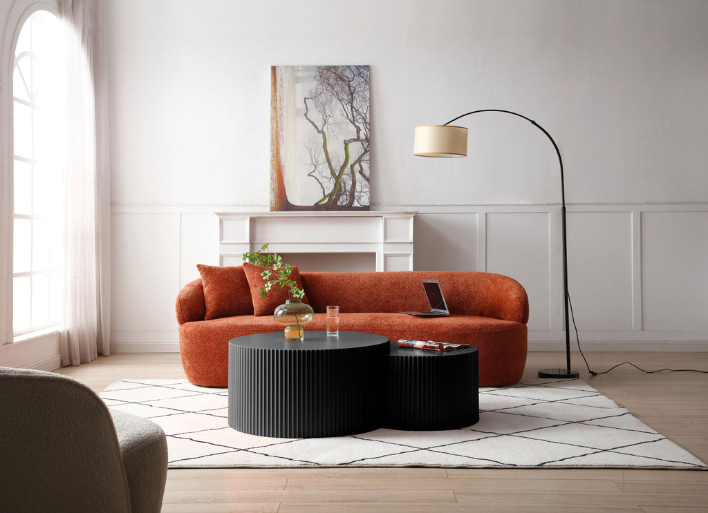 Black Nesting table set of 2 Round and Half Moon Shapes,No Need Assembly(Same Sku:W876P271183) - Grand Goldman Shop