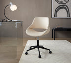 Contemporary Office Chair in Black Metal and Cream Faux Leather - Grand Goldman