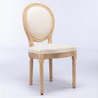 A&A Furniture,French Style Solid Wood Frame Antique Painting Linen Fabric Back Dining Chair,Set of 2,Beige,SW1845BG - Grand Goldman Shop