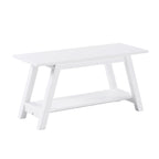 Elyz Solid Wood Bench with Shelf, 36.10-Inch Long, White - Grand Goldman Shop