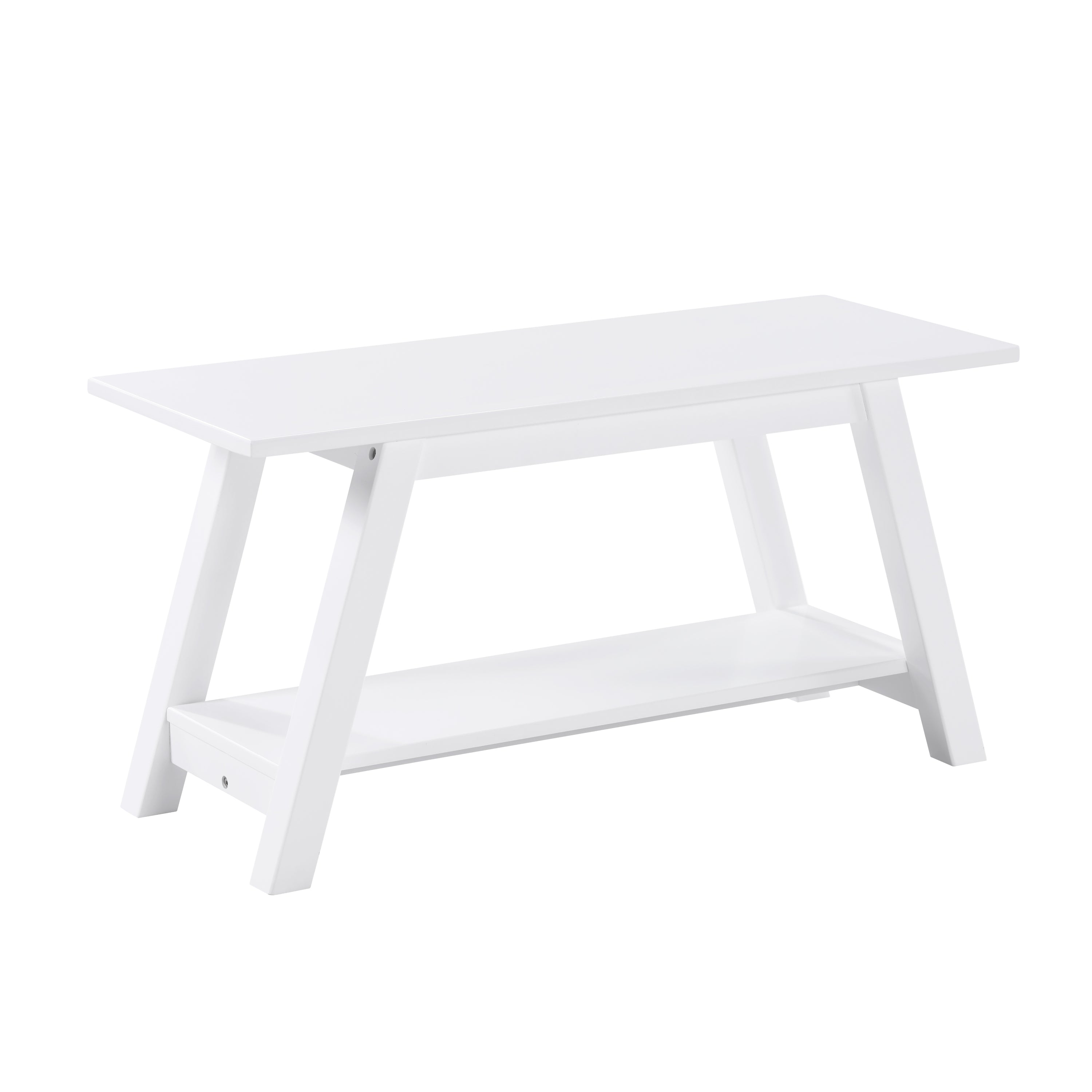 Elyz Solid Wood Bench with Shelf, 36.10-Inch Long, White - Grand Goldman Shop