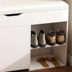 Modern Design Entryway Bench with Adjustable 3-Tier Flip-Up Drawers and Hidden Cabinet in White - Grand Goldman Shop