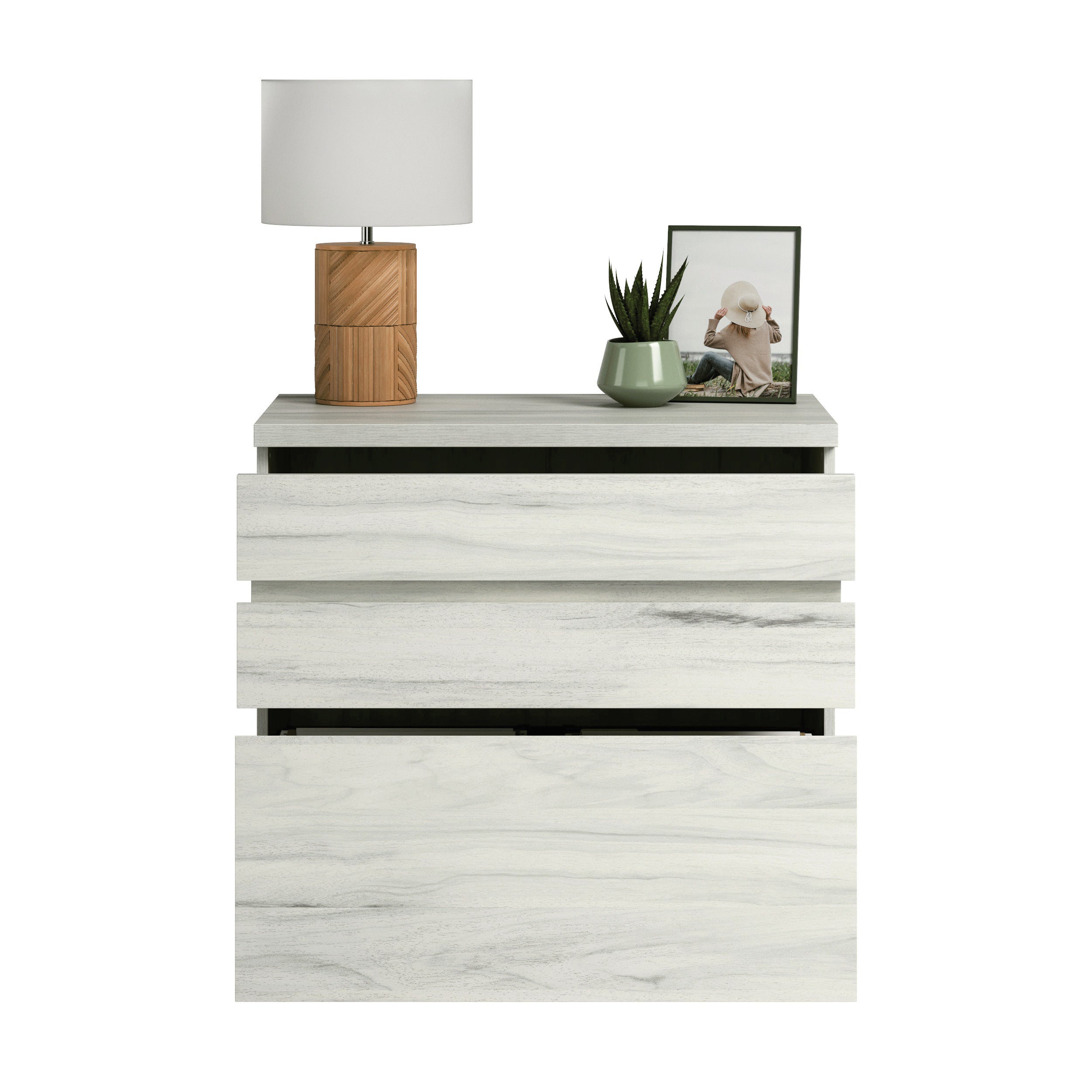 Lateral File with Large Drawers, Off White and Gray finish | Premium Home Decor - Grand Goldman