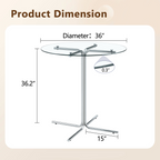 Round glass bar high table, 36 inch round bar table, tempered glass tabletop, sturdy silver chrome plated four column support, suitable for transparent round bar tables in small spaces, kitchens - Grand Goldman Shop