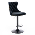 A&A Furniture,Swivel Velvet Barstools Adjusatble Seat Height from 25-33 Inch,17.7 inch base, Modern Upholstered Bar Stools with Backs Comfortable Tufted for Home Pub and Kitchen Island,Black,Set of 2 - Grand Goldman Shop