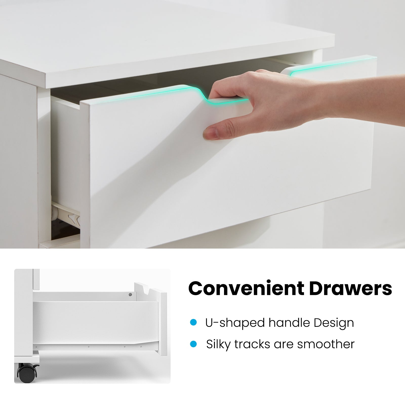 3-Drawer Vertical Filing Cabinet Rolling Wood Mobile File Cabinets Under Desk for Home Office with Casters (Fully Assembled) 