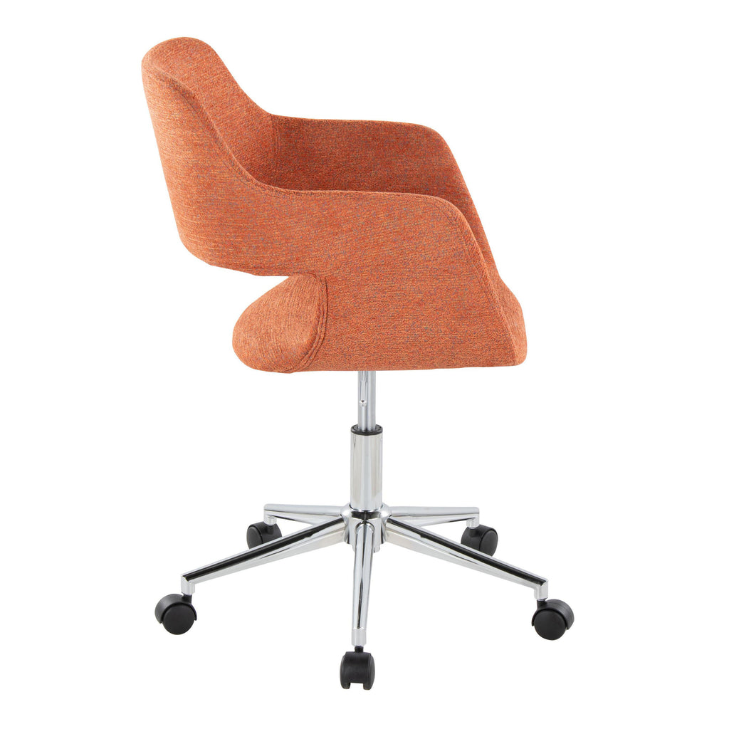Contemporary Task Chair in Chrome Metal and Orange Fabric - Grand Goldman