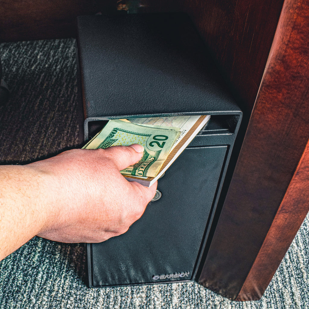 Black Steel Dual Key Depository Safe with Anti-Theft Design and Mounting Hardware, 0.27 Cu Ft | Premium Home Decor - Grand Go