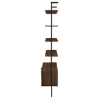 Wendell Walnut 4-Shelf Storage Wall Bookshelf with Drawer - Modern Industrial Style, Walnut Finish, Engineered Wood, 96in H x