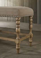Birmingham Microfiber Upholstered Counter Height Bench with Nail Head Trim in Driftwood Finish - Grand Goldman Shop