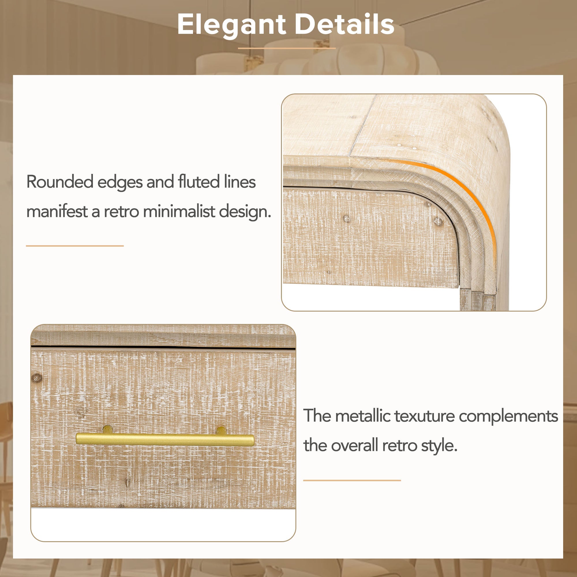TREXM Unique Retro Silhouette Console Table with Open Style, Two Top Drawers for Entrance, Dinning Room, Living Room (Natural Wood Wash) - Grand Goldman Shop