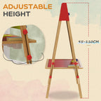 Qaba Easel for Kids, 3 in 1 Kids Art Easel with Paper Roll, Whiteboard, Chalkboard, Double Sided & Adjustable Height Wooden T