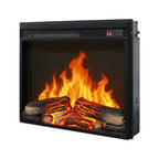 23 inch electric fireplace insert, ultra thin heater with log set & realistic flame, remote control with timer, overheating protection - Grand Goldman Shop