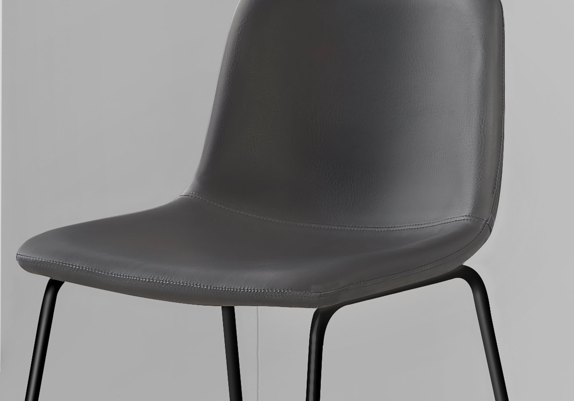 Office Chair, Bar Height, Standing, Computer Desk, Work, Grey Leather Look, Black Metal, Contemporary, Modern | Premium Home 