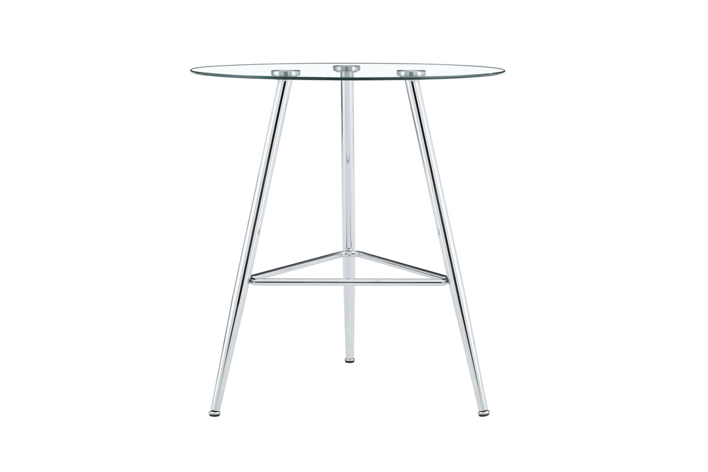 36 Inch Height Bar Table, 34 Inch Round Tempered Glass Top Pub Table with Chrome-Plated Silver Metal Legs, Modern Bistro Table for Kitchen Island/Bar/Cafe - Grand Goldman Shop
