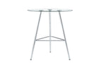 36 Inch Height Bar Table, 34 Inch Round Tempered Glass Top Pub Table with Chrome-Plated Silver Metal Legs, Modern Bistro Table for Kitchen Island/Bar/Cafe - Grand Goldman Shop
