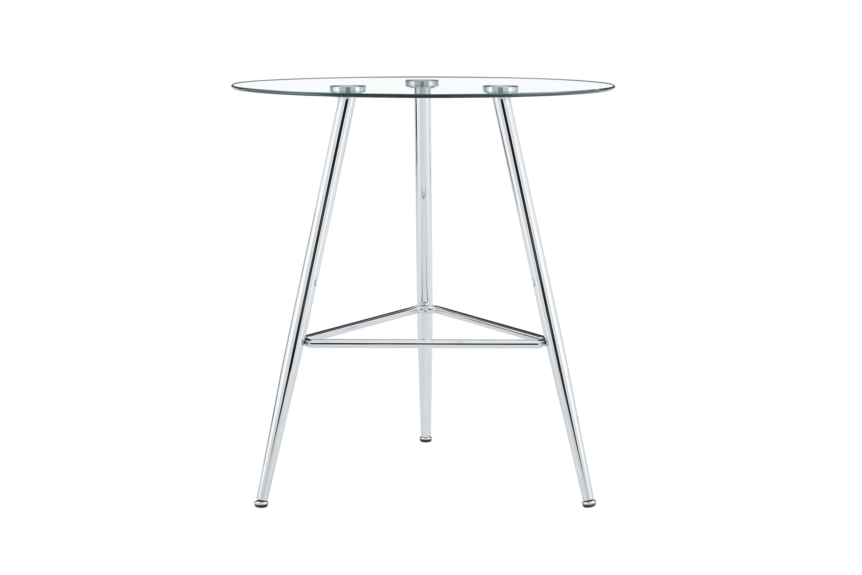 36 Inch Height Bar Table, 34 Inch Round Tempered Glass Top Pub Table with Chrome-Plated Silver Metal Legs, Modern Bistro Table for Kitchen Island/Bar/Cafe - Grand Goldman Shop