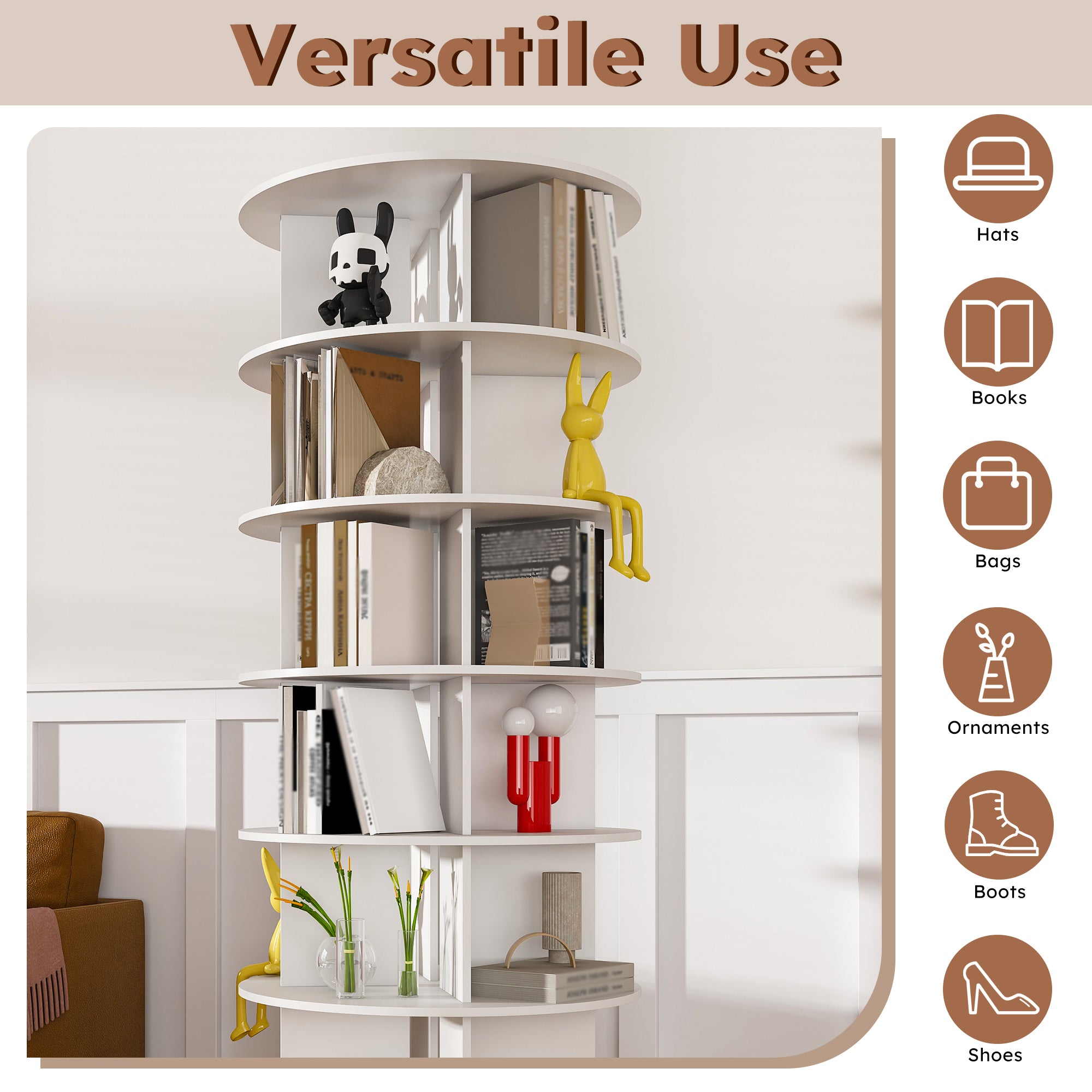 6-Tier Spinning Shoe Rack, Free Standing 360° Revolving Shoe Organizer,white - Grand Goldman Shop