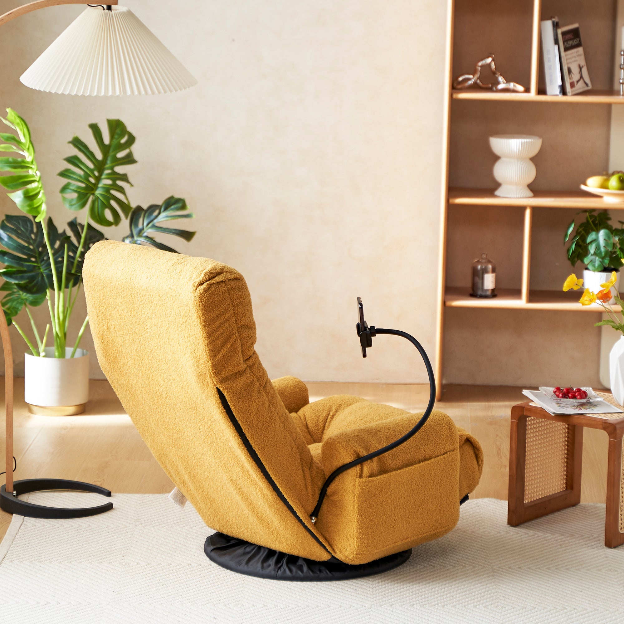 Adjustable Yellow Swivel Lounge Chair with 360-Degree Rotating Seat and Headrest Support, Leisure Chair Deck Chair - Game Chair for Living Room - Grand Goldman Shop