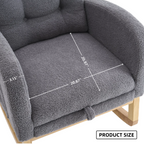LY-5104 Dark Gray  Accent Rocking  Chair with  Footrest High Back Rubber Wood Rocking Legs Bedroom Living Space   26.77D X 38.36W X 39.76H Inch - Grand Goldman Shop