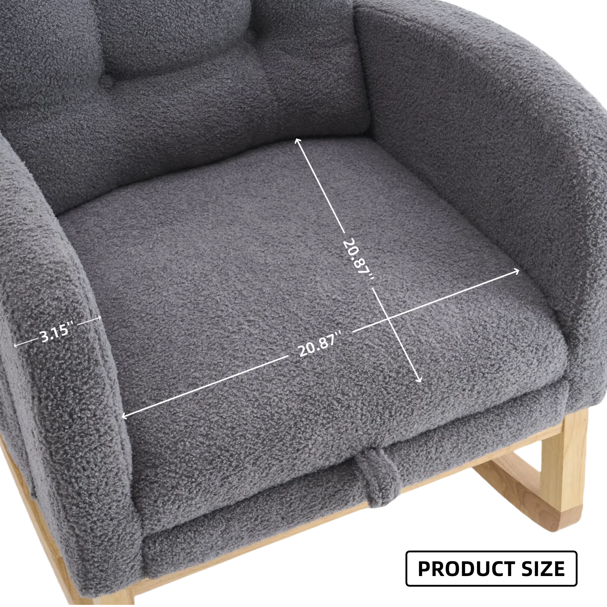LY-5104 Dark Gray  Accent Rocking  Chair with  Footrest High Back Rubber Wood Rocking Legs Bedroom Living Space   26.77D X 38.36W X 39.76H Inch - Grand Goldman Shop