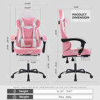 Gaming Chair with Footrest, High Back Gaming Chairs PVC Leather Ergonomic Gamer Chair with Adjustable Headrest Lumbar Support