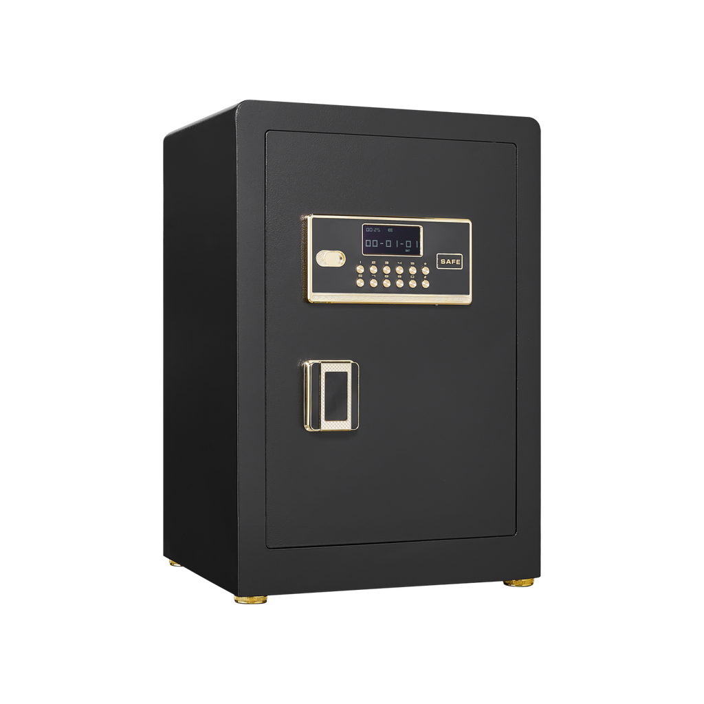 Solid Alloy Steel Digital Safe for Office Hotel Home, Black Metal Security Box with Keypad, Spare Key, LED Light, Mute Mode, 