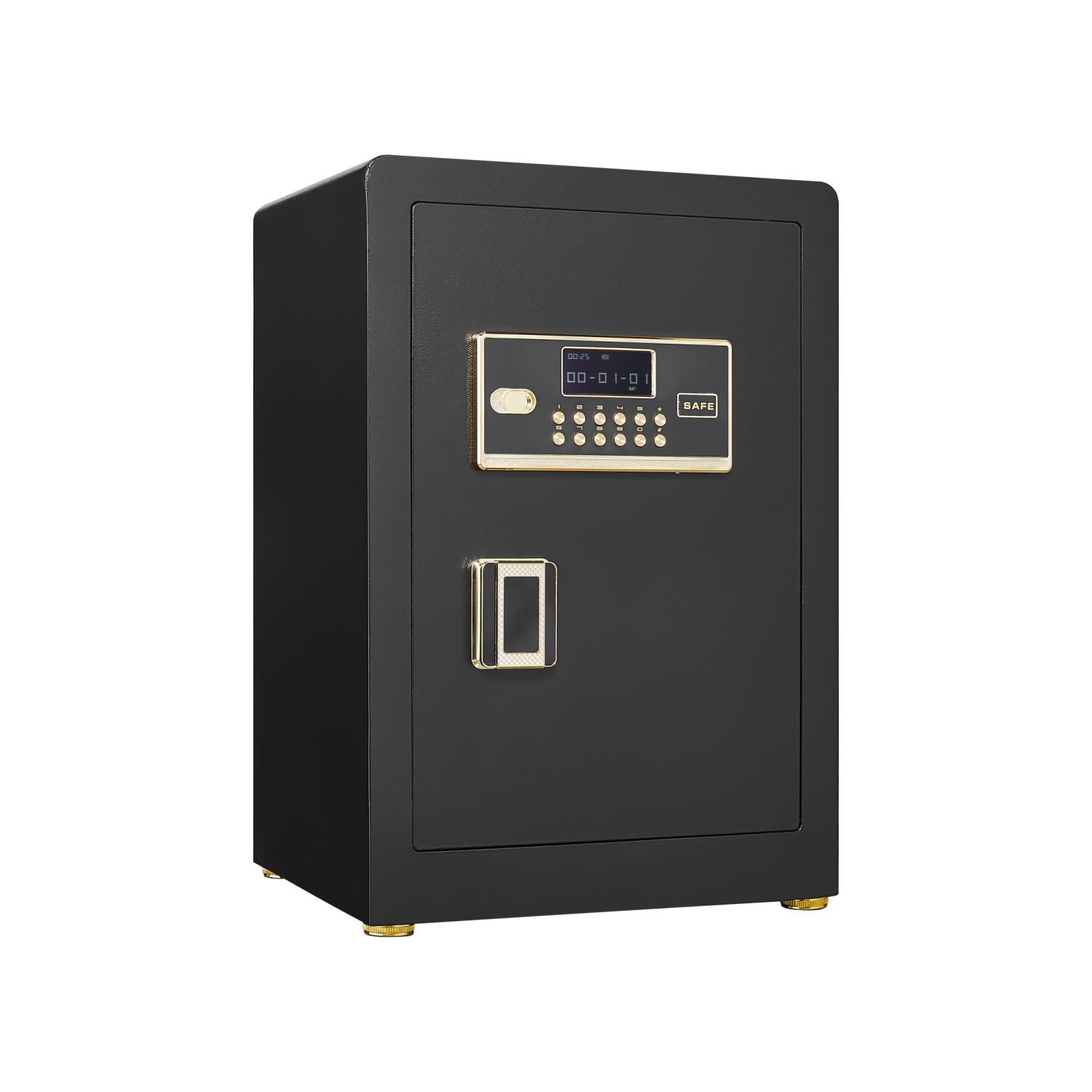 Solid Alloy Steel Digital Safe for Office Hotel Home, Black Metal Security Box with Keypad, Spare Key, LED Light, Mute Mode, 