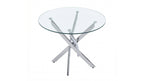 Round Dining Table, 35.5' Glass Dining Table with Silver Legs, Modern Kitchen Table for Home Kitchen, Dining Room - Grand Goldman Shop