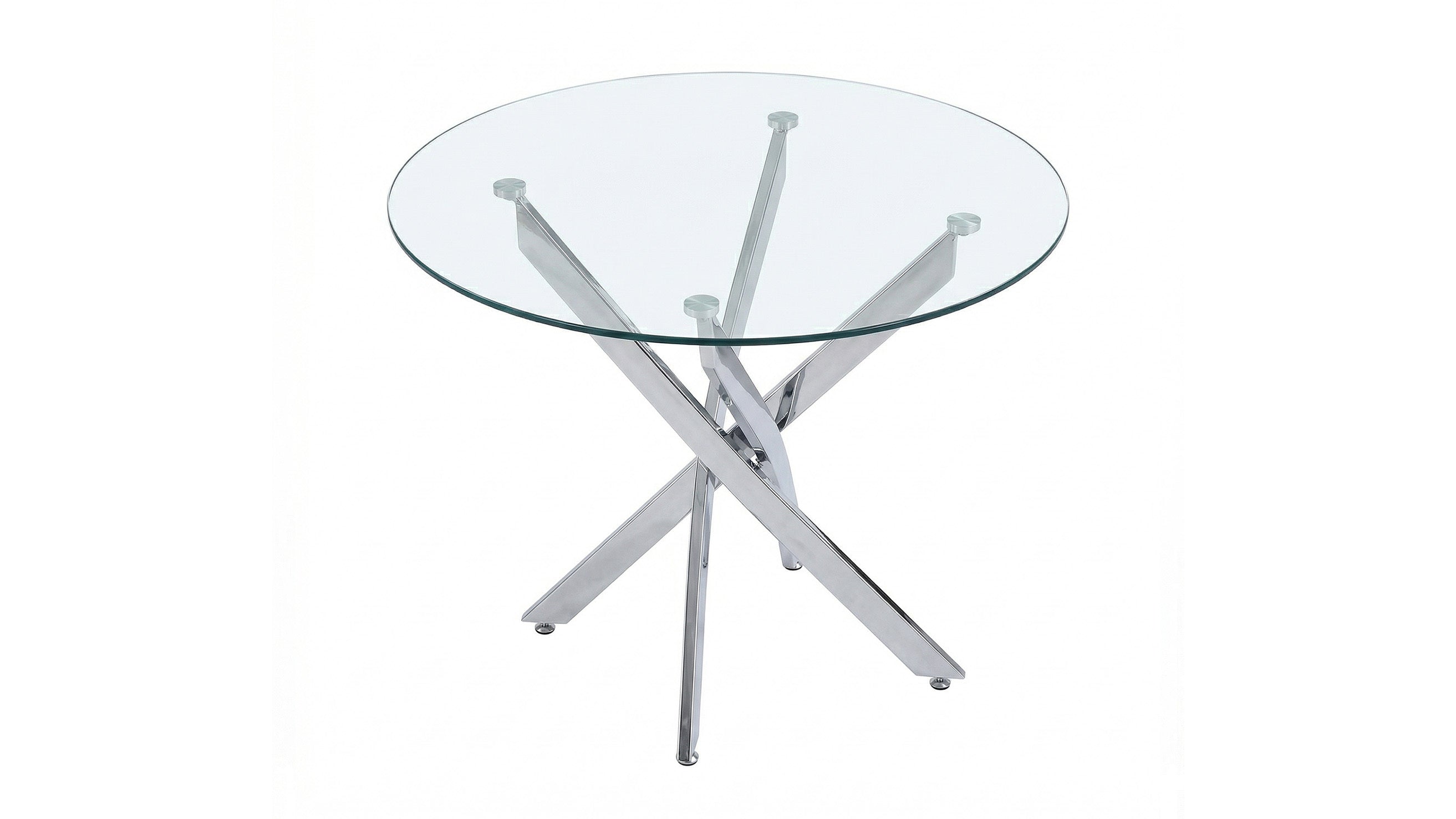 Round Dining Table, 35.5' Glass Dining Table with Silver Legs, Modern Kitchen Table for Home Kitchen, Dining Room - Grand Goldman Shop