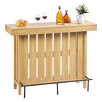 Home Bar Unit, Wine Bar Cabinet Table 3-Tier with Storage Shelves, Opener Storage Box & Adjustable Foot Pads, Black Footrest, Wood & Metal Liquor Cabinet for Home, Basement, Kitchen, Living Room - Grand Goldman Shop