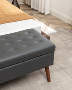 Storage Bench with Storage Bench for Bedroom End of Bed Bench Foot of Bed Bench Entryway Bench Storage Ottoman Bench 43.3' W x 17.7' Dark Grey Leather Bench - Grand Goldman Shop