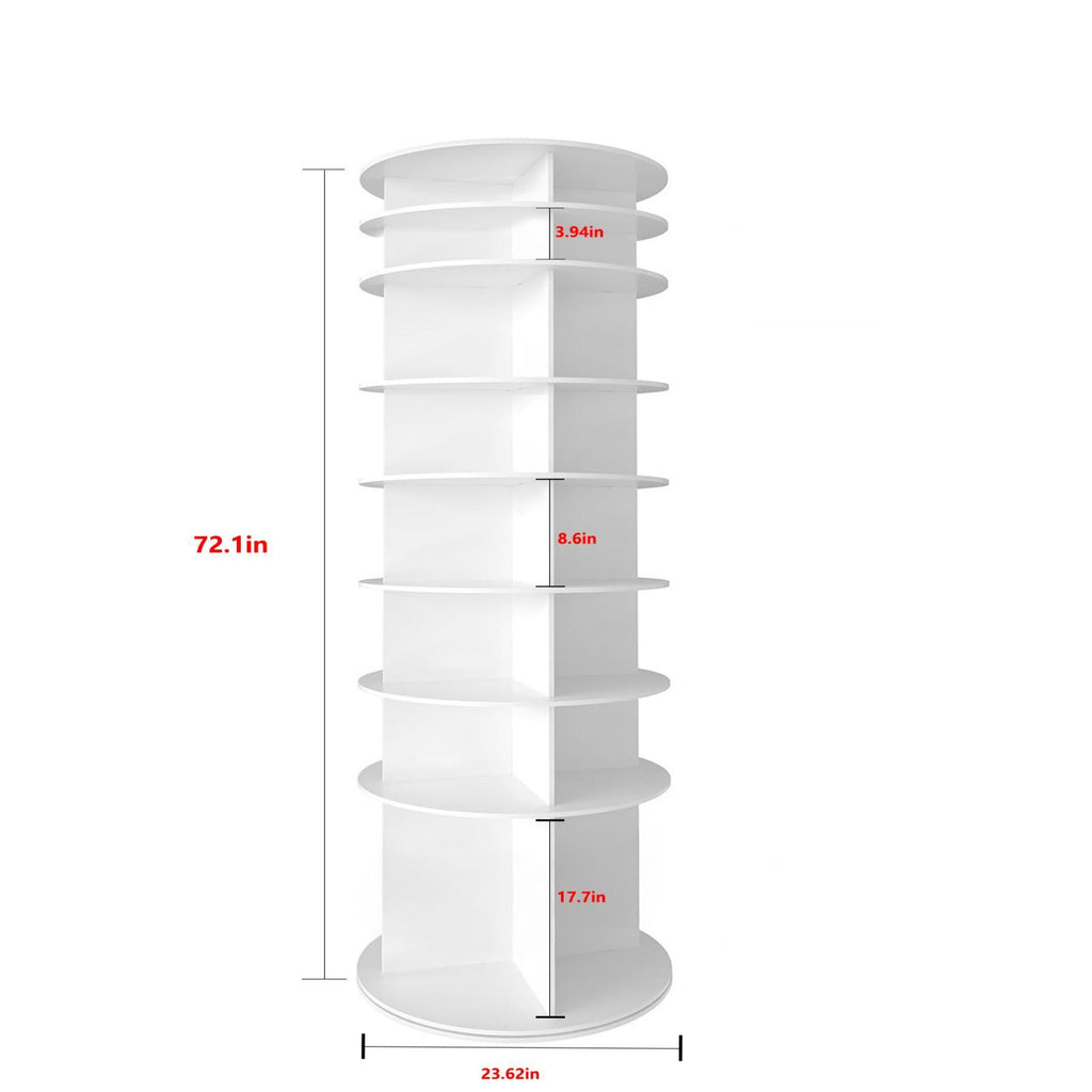 8-Tier Rotating Shoe Rack Tower, 360-degree Spinning Shoe Organizer and Storage Carousel for Closet or Entryway, White - Grand Goldman Shop