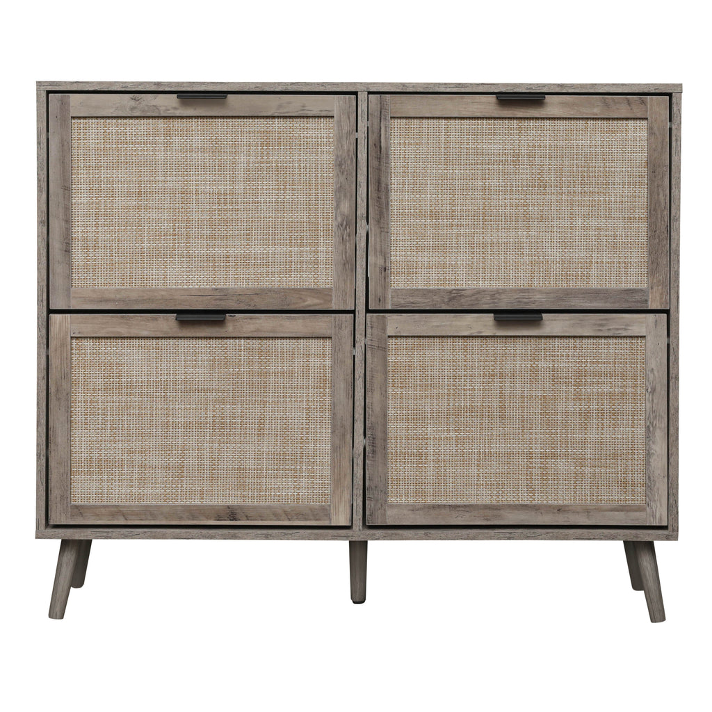 4 Door Shoe Rack, Freestanding Modern Shoe Storage Cabinet, for Entryway - Grand Goldman Shop