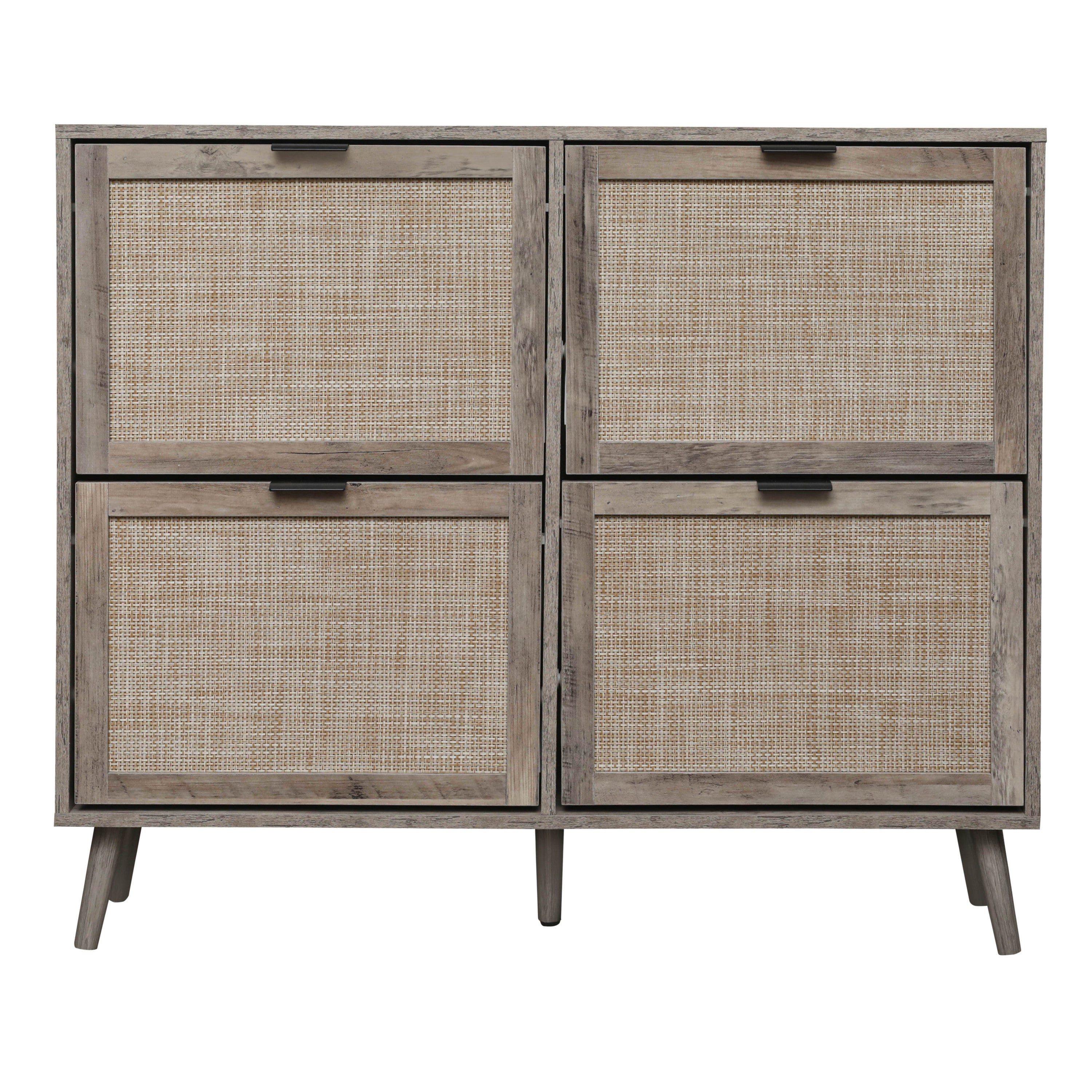 4 Door Shoe Rack, Freestanding Modern Shoe Storage Cabinet, for Entryway - Grand Goldman Shop