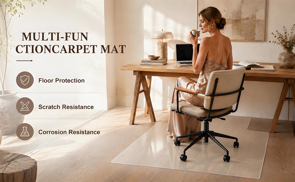 CLEAR Irregular Tempered Glass Chair Mat 36X47 INCH - Grand Goldman