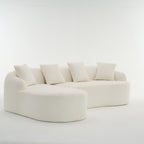 Boneless L-Shape Sectional Sofa with Curved Chaise,White Modular Chenille Compression Couch,30D High-Density Foam,Minimalist Modular Couches Sleeper for Living Room Bedroom Apartment Lounge. - Grand Goldman Shop