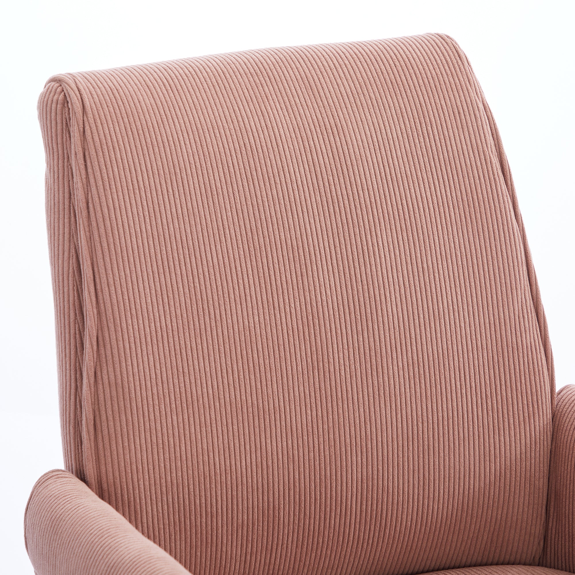 Ergonomic Mid-Back Office Chair with Striped Fabric, Light Pink Corduroy, Gold Base, 25.20L x 24.02W x 39.00H inches - Grand 
