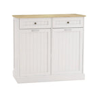 Two Drawers and Two-Compartment Tilt-Out Trash Cabinet Kitchen Trash Cabinet-White - Grand Goldman Shop