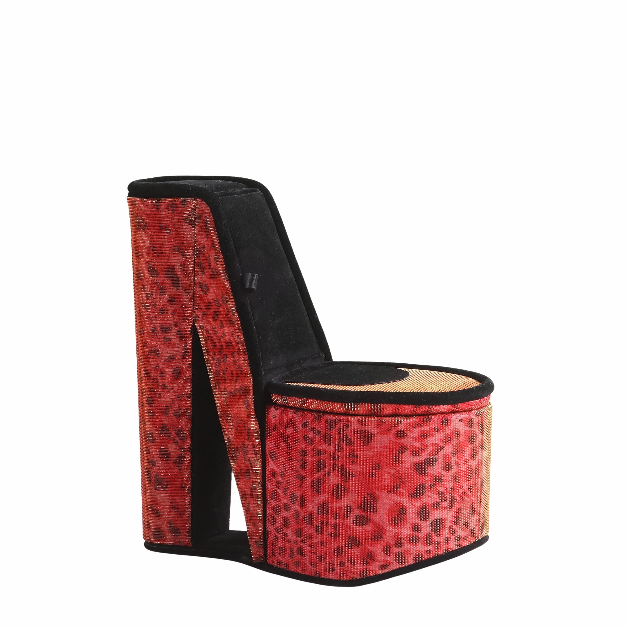 9' Tall Display Jewelry Box with Hidden Storage, High Heel Shoe Design, Leopard Print - Grand Goldman Shop